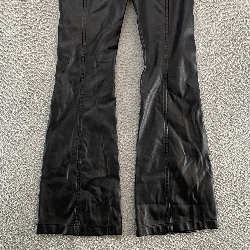 We‎ The Free Faux Leather Pants Womens 24 Bell Bottom Flare Front Slit High Rise - Picture 11 of 14